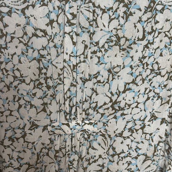 Democracy Cream, Olive & Blue Floral Button Down Shirt size L - Picture 5 of 6